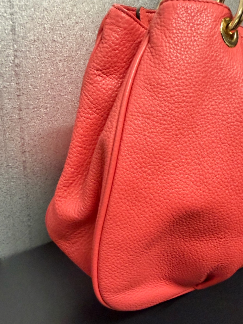 Michael Kors Salmon Pink Leather Chain Tote MK Logo Bag - Picture 4 of 10